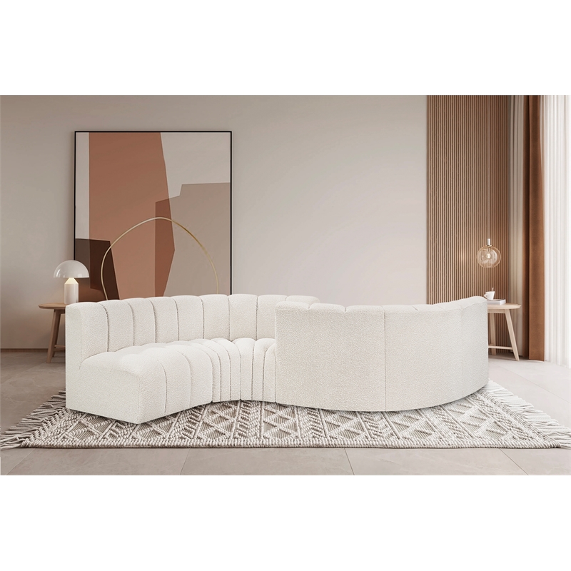 Bowery Hill Contemporary Cream Boucle Fabric Modular Sectional