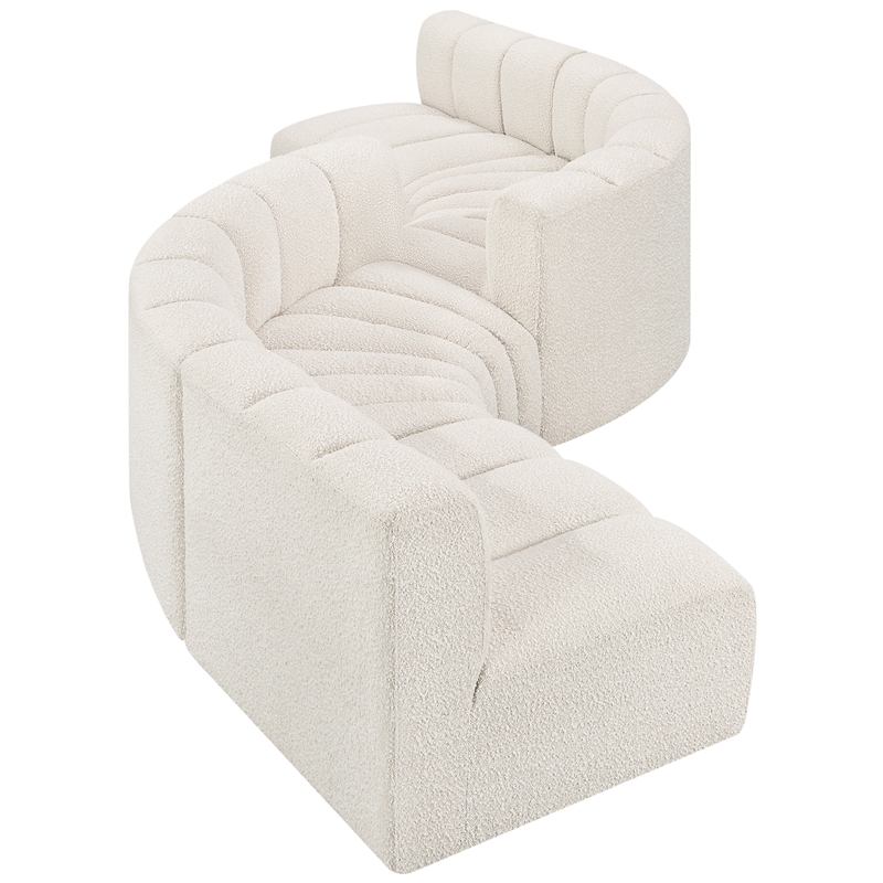 Bowery Hill Contemporary Cream Boucle Fabric Modular Sectional