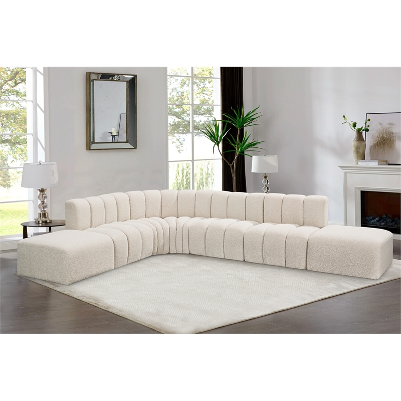 Bowery Hill Contemporary Cream Boucle Fabric Modular Sectional