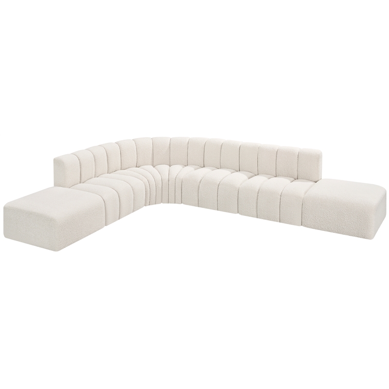 Bowery Hill Contemporary Cream Boucle Fabric Modular Sectional
