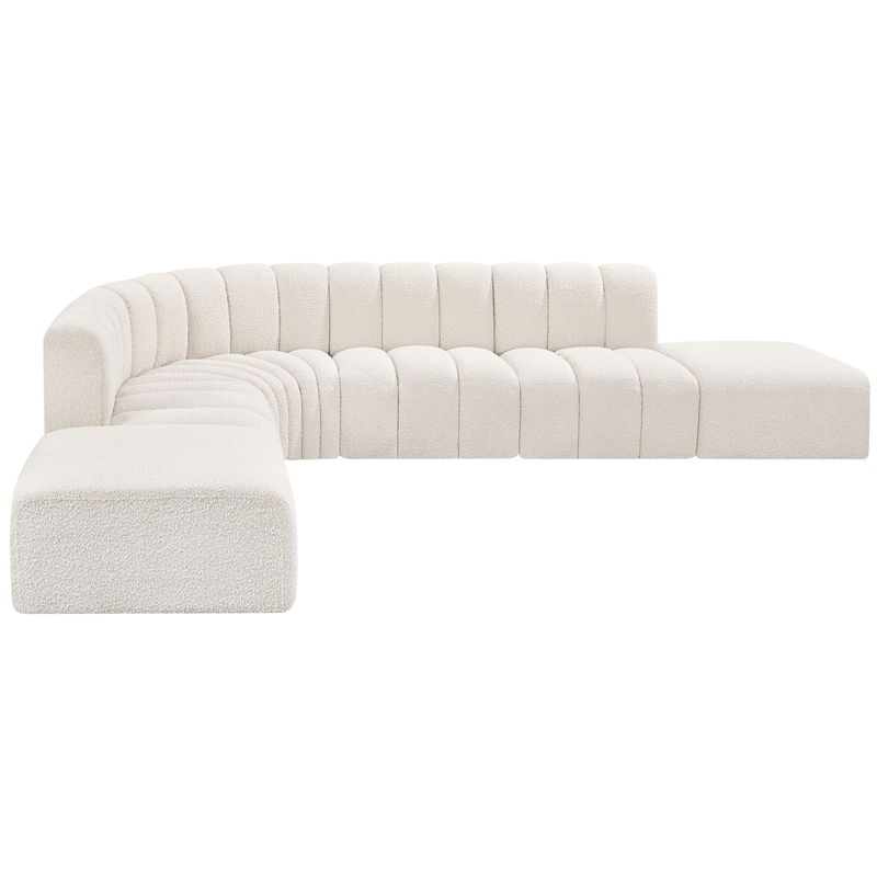Bowery Hill Contemporary Cream Boucle Fabric Modular Sectional
