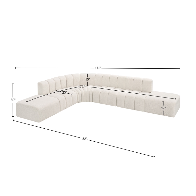 Bowery Hill Contemporary Cream Boucle Fabric Modular Sectional