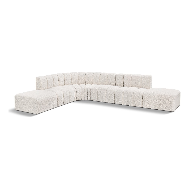 Bowery Hill Contemporary Cream Boucle Fabric Modular Sectional