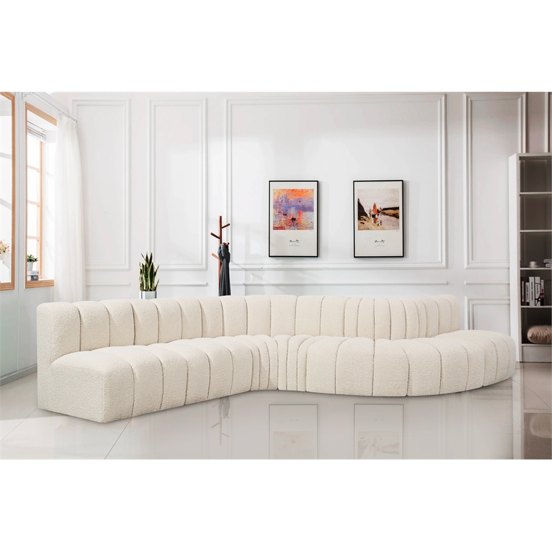Bowery Hill Contemporary Cream Boucle Fabric Modular Sectional