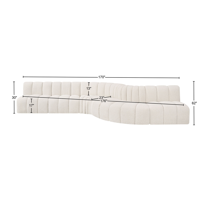 Bowery Hill Contemporary Cream Boucle Fabric Modular Sectional
