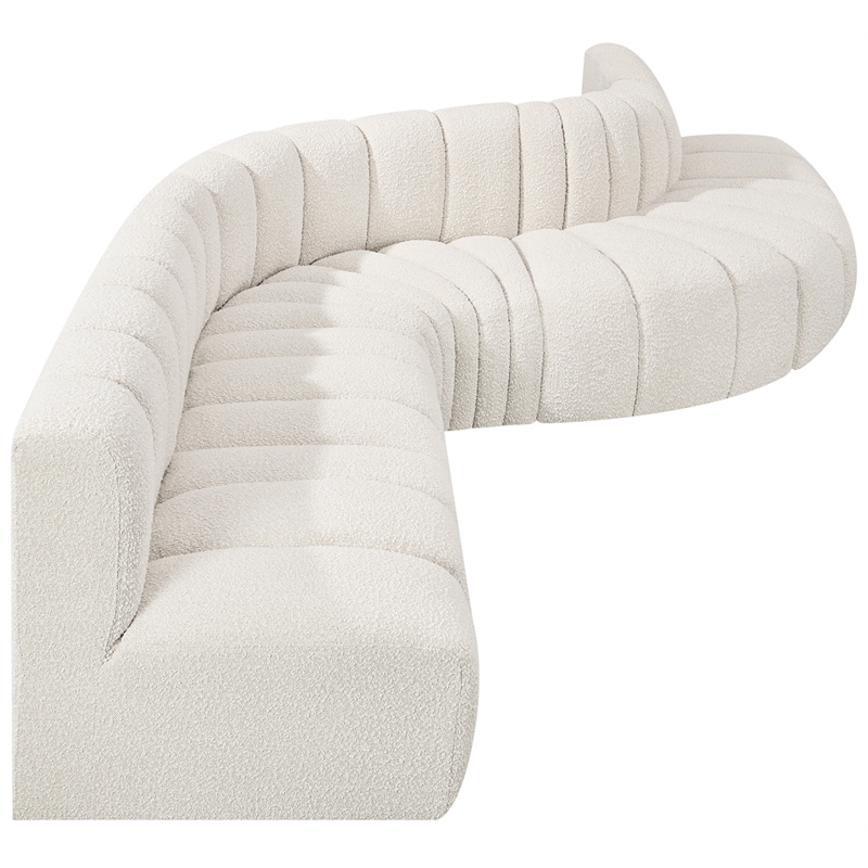 Bowery Hill Contemporary Cream Boucle Fabric Modular Sectional