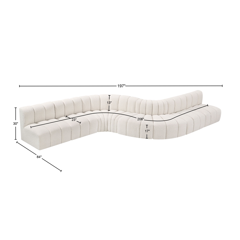 Bowery Hill Contemporary Cream Boucle Fabric Modular Sectional