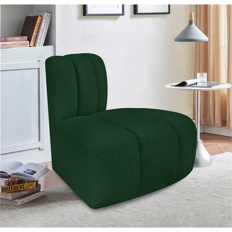 Bowery Hill Contemporary Rich Green Boucle Fabric Reverse Corner