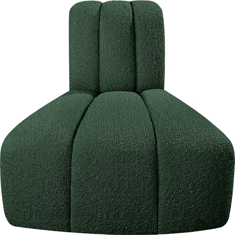 Bowery Hill Contemporary Rich Green Boucle Fabric Reverse Corner