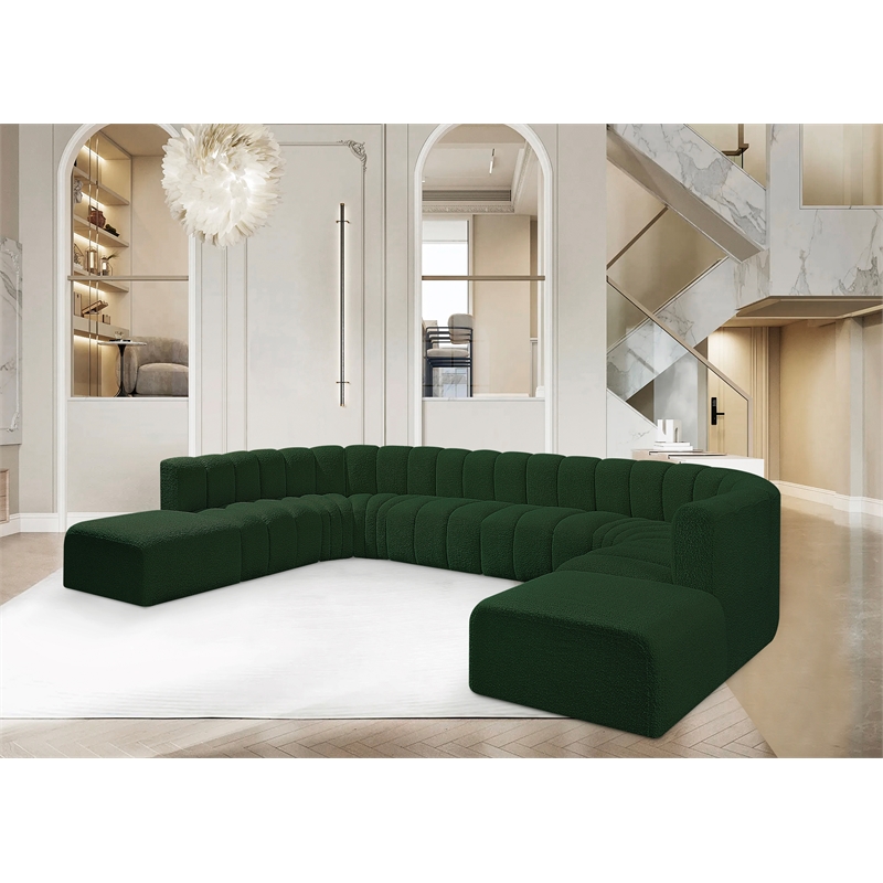 Bowery Hill Contemporary Green Boucle Fabric Modular Sectional