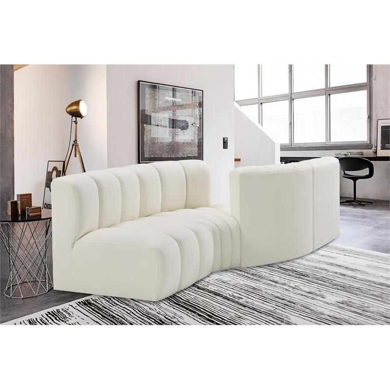 Bowery Hill Contemporary Cream Vegan Leather Modular Sectional
