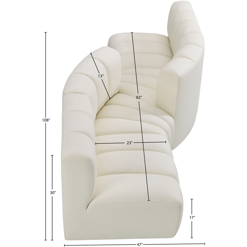 Bowery Hill Contemporary Cream Vegan Leather Modular Sectional