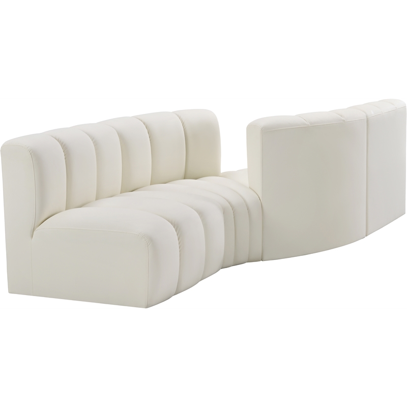 Bowery Hill Contemporary Cream Vegan Leather Modular Sectional