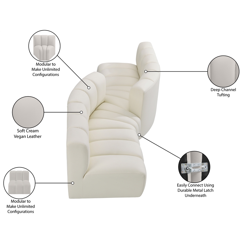 Bowery Hill Contemporary Cream Vegan Leather Modular Sectional
