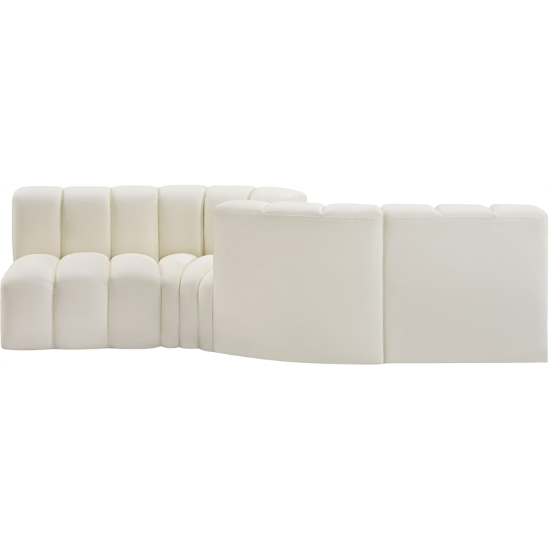 Bowery Hill Contemporary Cream Vegan Leather Modular Sectional