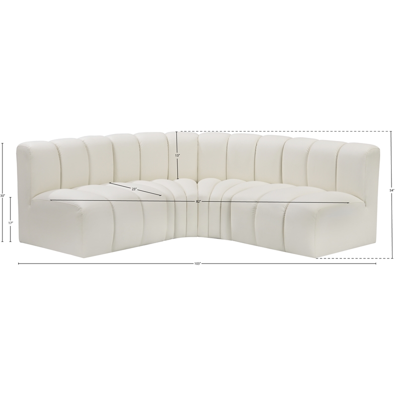 Bowery Hill Contemporary Cream Vegan Leather Modular Sectional