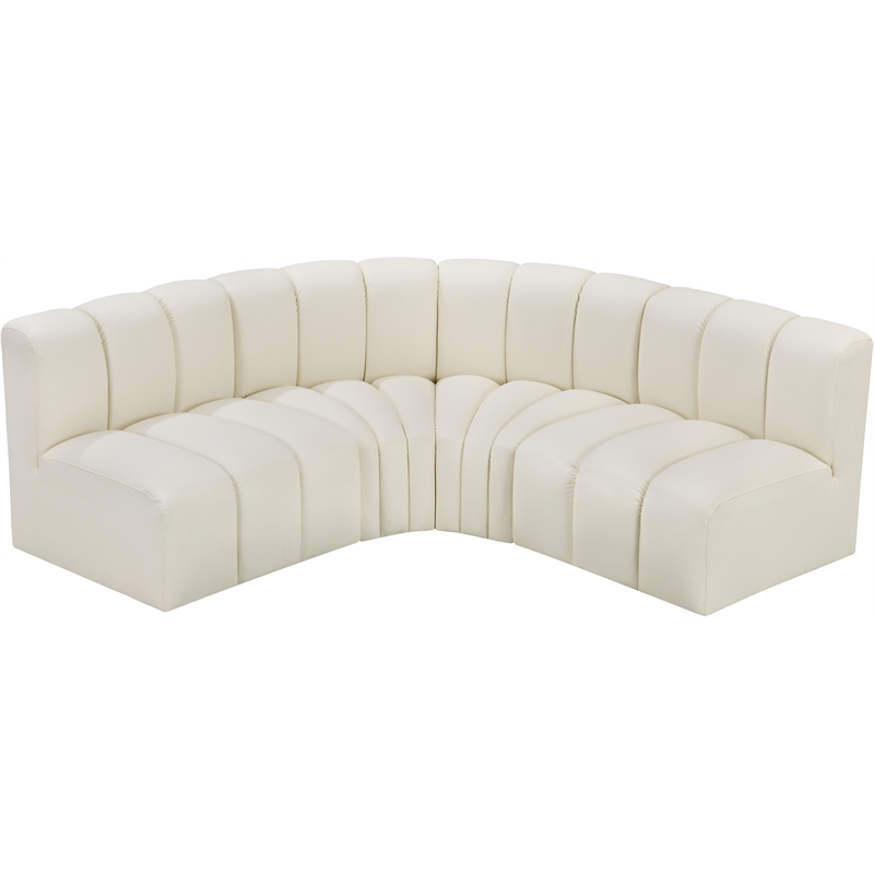 Bowery Hill Contemporary Cream Vegan Leather Modular Sectional