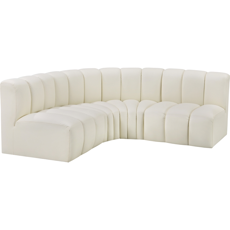 Bowery Hill Contemporary Cream Vegan Leather Modular Sectional
