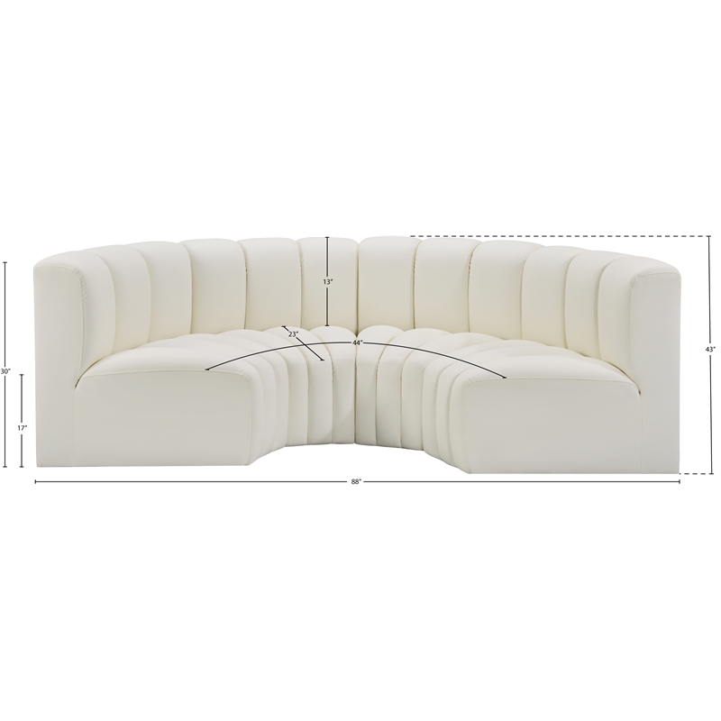Bowery Hill Contemporary Cream Vegan Leather Modular Sectional