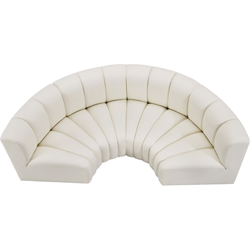 Bowery Hill Contemporary Cream Vegan Leather Modular Sectional