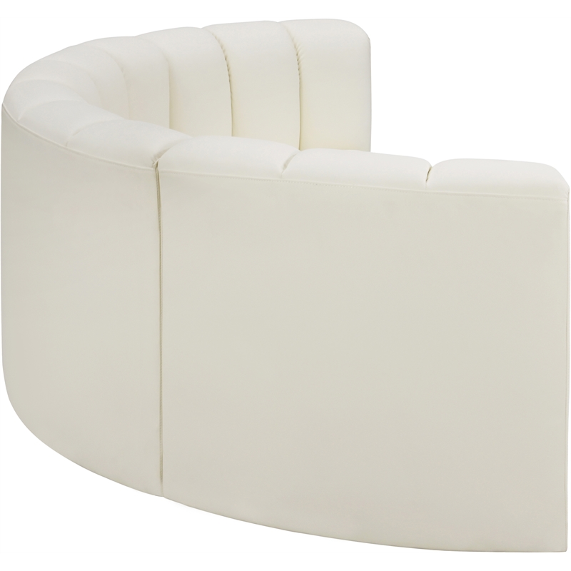Bowery Hill Contemporary Cream Vegan Leather Modular Sectional