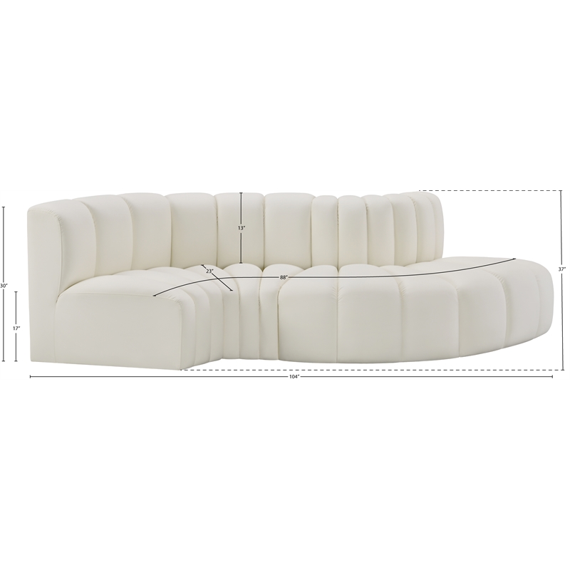 Bowery Hill Contemporary Cream Vegan Leather Modular Sectional