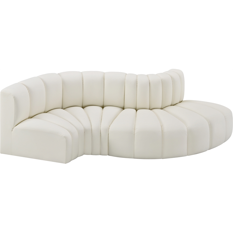 Bowery Hill Contemporary Cream Vegan Leather Modular Sectional