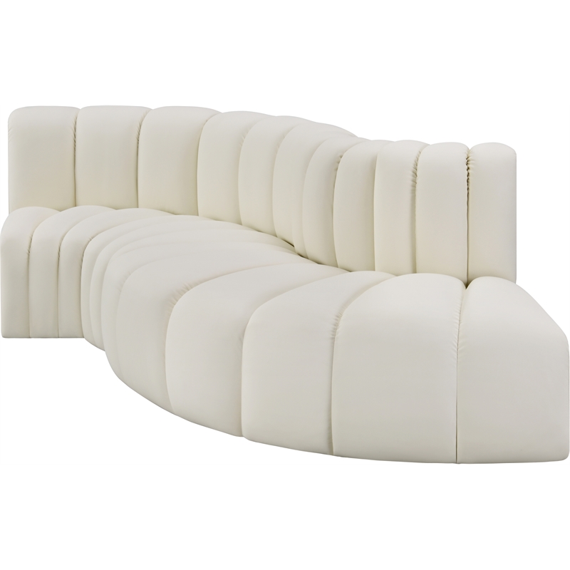 Bowery Hill Contemporary Cream Vegan Leather Modular Sectional