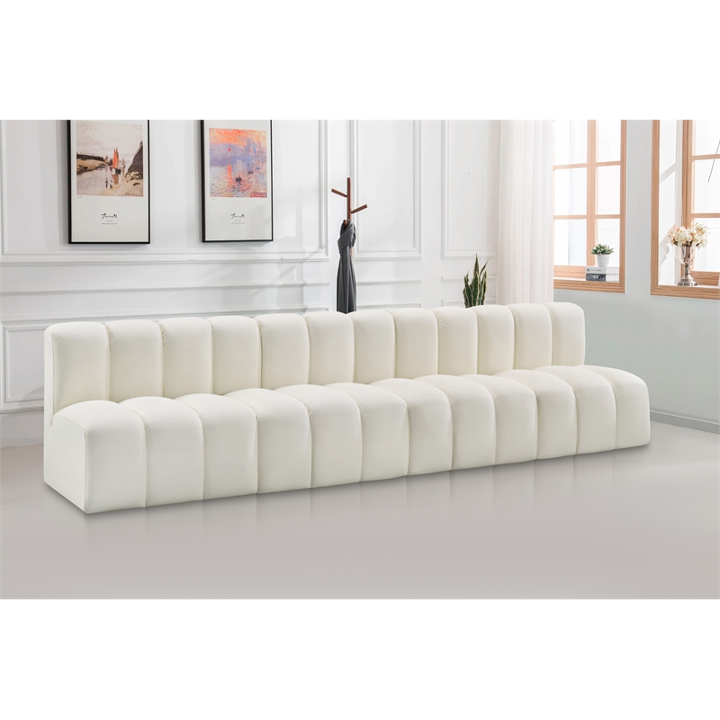 Bowery Hill Contemporary Cream Vegan Leather Modular Sectional