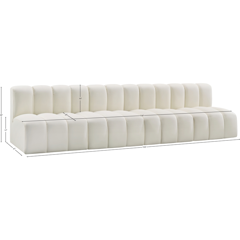 Bowery Hill Contemporary Cream Vegan Leather Modular Sectional