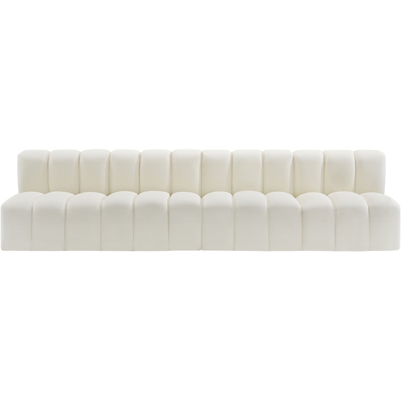Bowery Hill Contemporary Cream Vegan Leather Modular Sectional