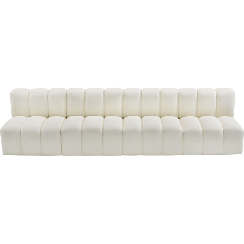 Bowery Hill Contemporary Cream Vegan Leather Modular Sectional