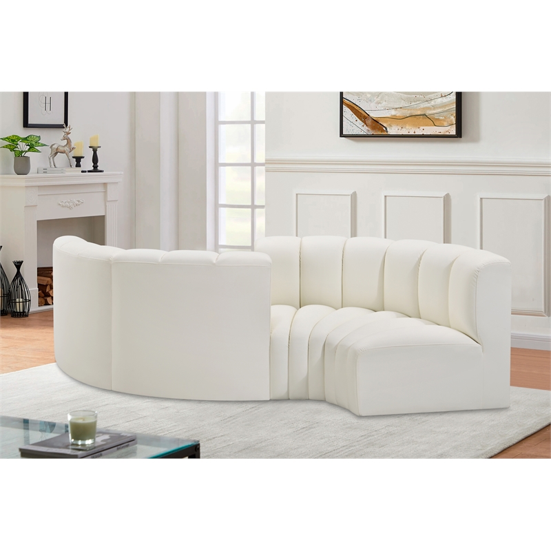 Bowery Hill Contemporary Cream Vegan Leather Modular Sectional