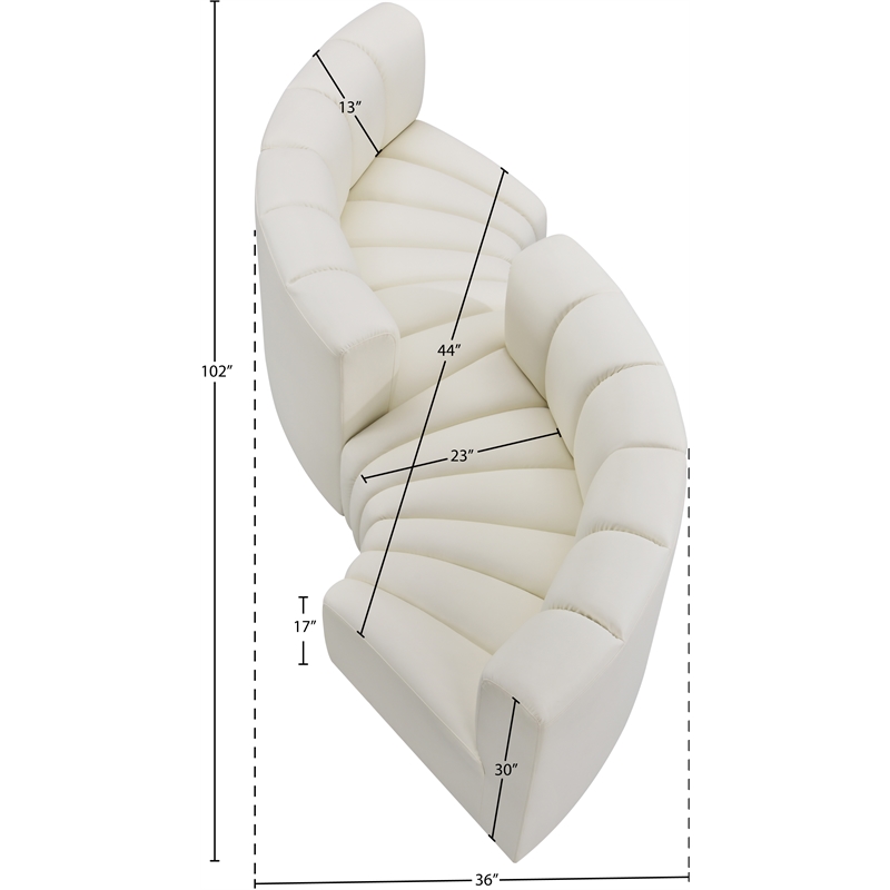 Bowery Hill Contemporary Cream Vegan Leather Modular Sectional