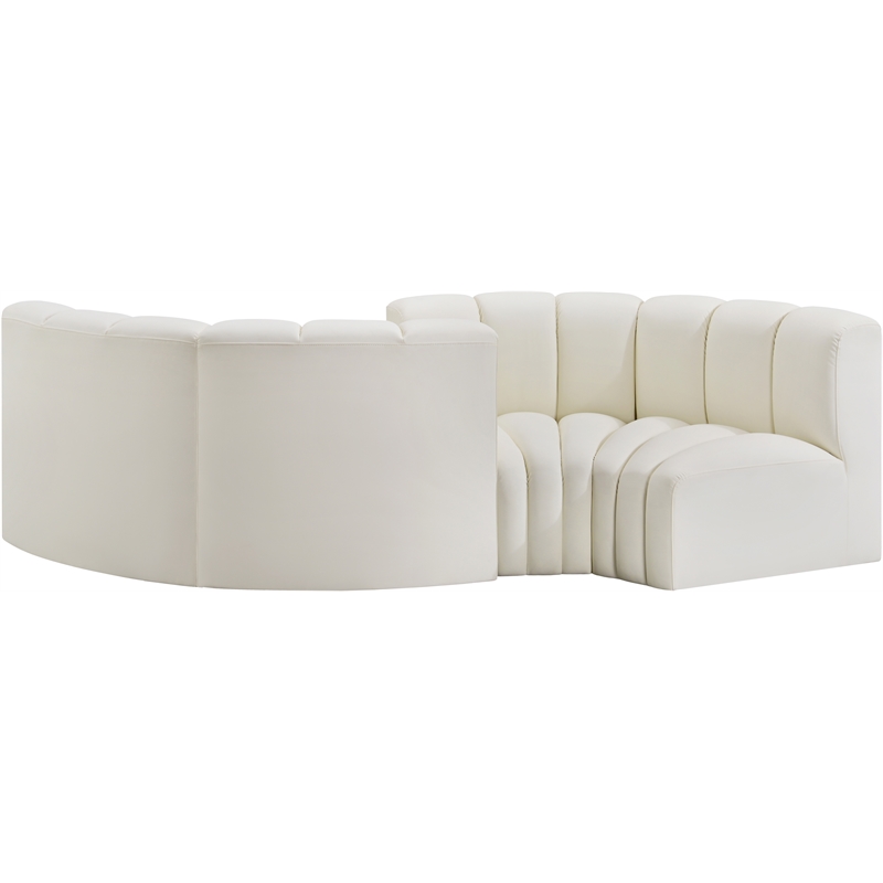 Bowery Hill Contemporary Cream Vegan Leather Modular Sectional