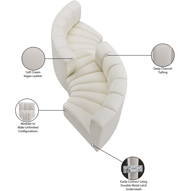 Bowery Hill Contemporary Cream Vegan Leather Modular Sectional