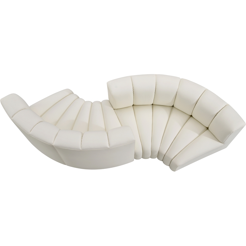 Bowery Hill Contemporary Cream Vegan Leather Modular Sectional