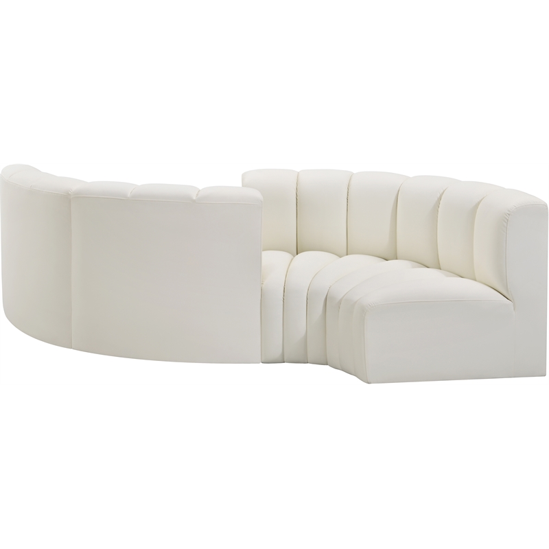 Bowery Hill Contemporary Cream Vegan Leather Modular Sectional
