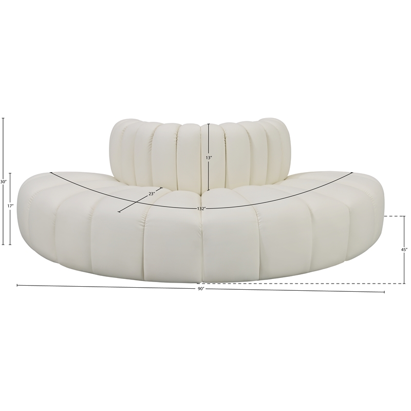 Bowery Hill Contemporary Cream Vegan Leather Modular Sectional