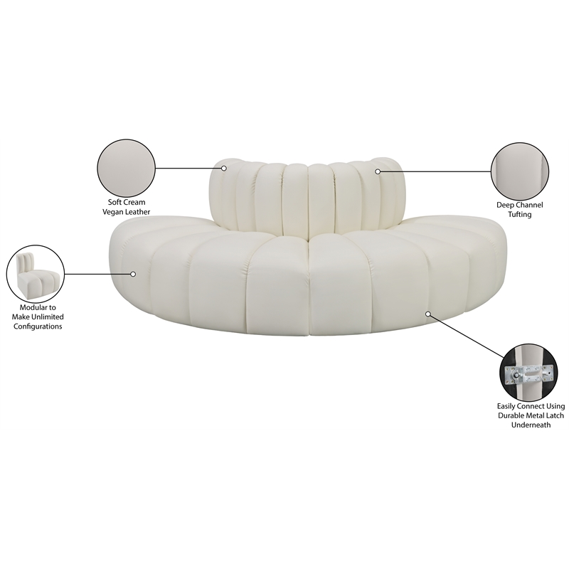 Bowery Hill Contemporary Cream Vegan Leather Modular Sectional