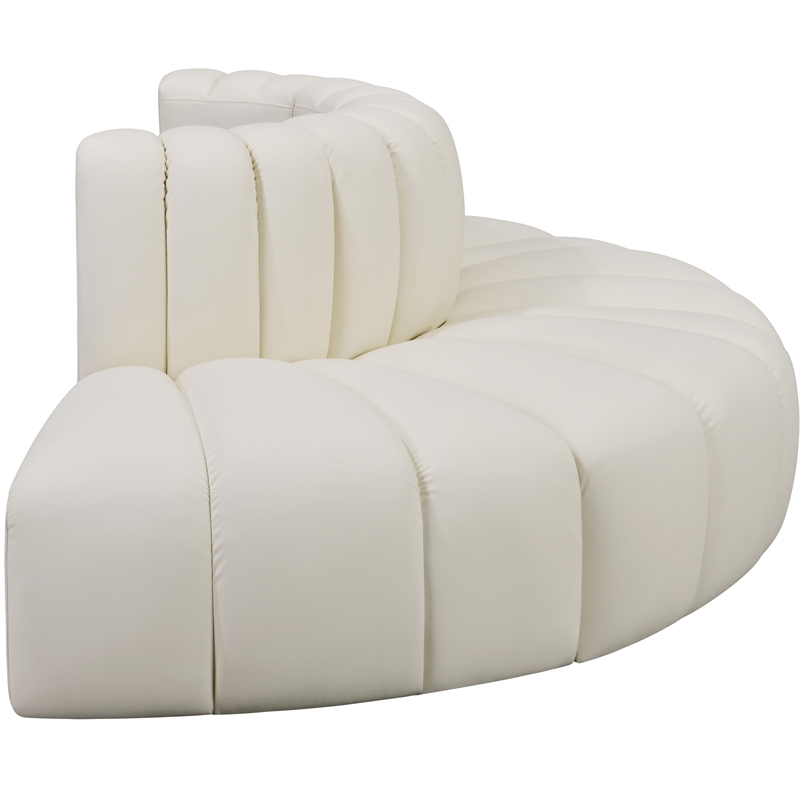 Bowery Hill Contemporary Cream Vegan Leather Modular Sectional