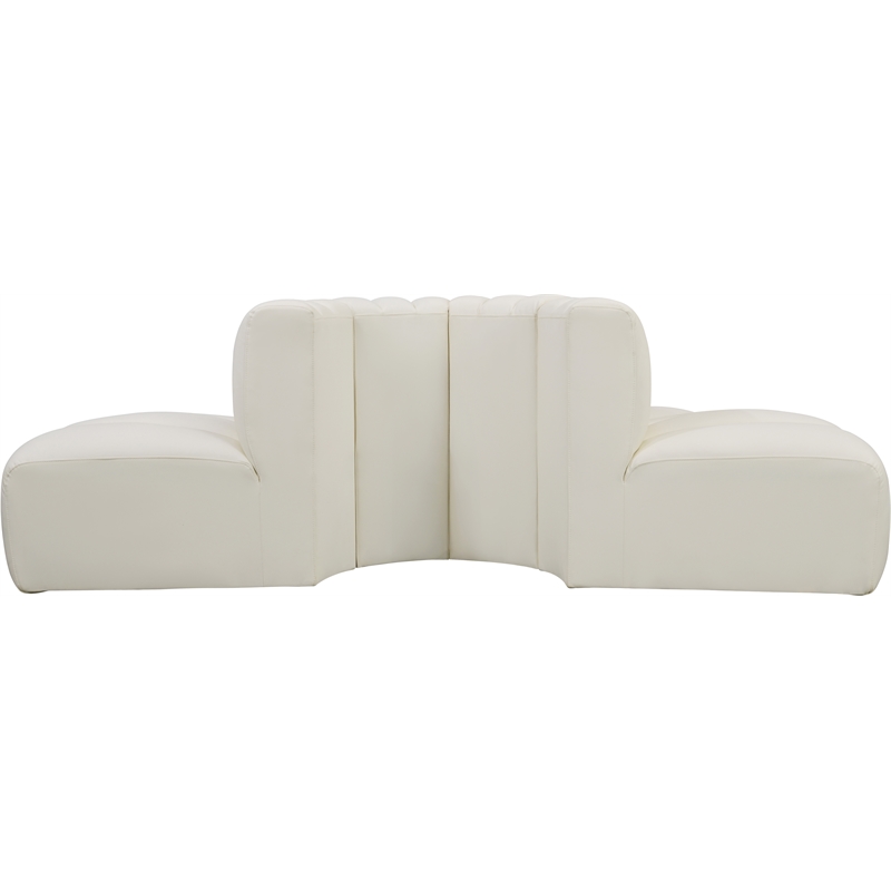 Bowery Hill Contemporary Cream Vegan Leather Modular Sectional