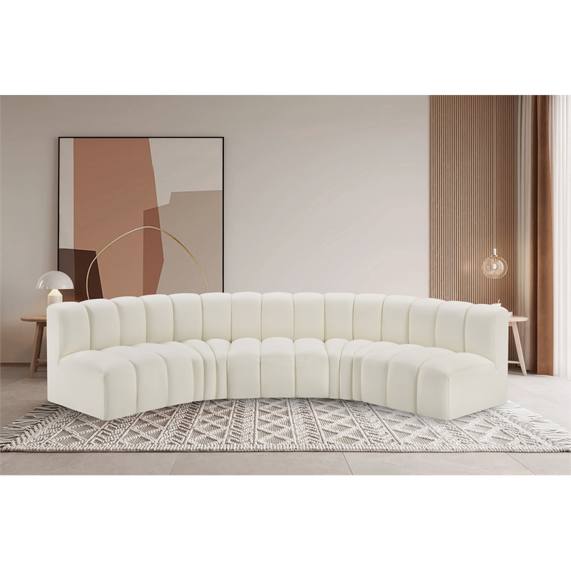 Bowery Hill Contemporary Cream Vegan Leather Modular Sectional
