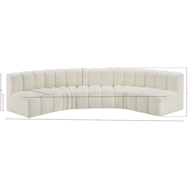 Bowery Hill Contemporary Cream Vegan Leather Modular Sectional
