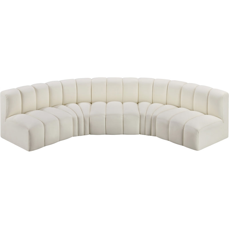 Bowery Hill Contemporary Cream Vegan Leather Modular Sectional