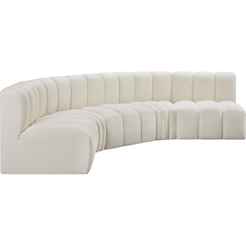 Bowery Hill Contemporary Cream Vegan Leather Modular Sectional