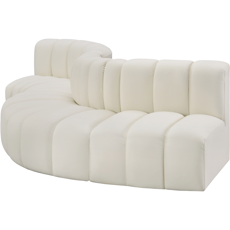 Bowery Hill Contemporary Cream Vegan Leather Modular Sectional
