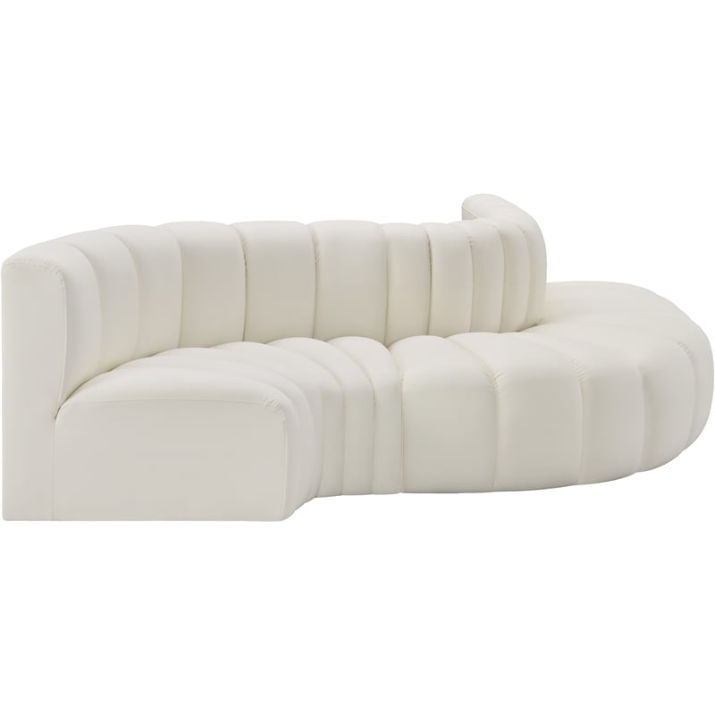 Bowery Hill Contemporary Cream Vegan Leather Modular Sectional