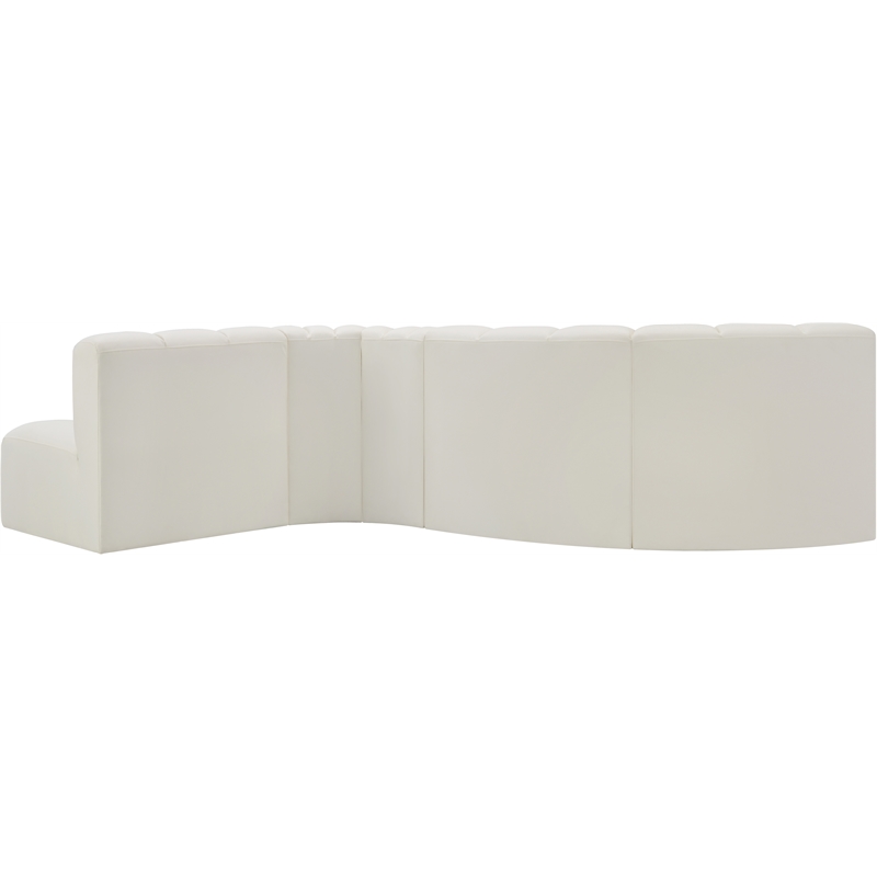 Bowery Hill Contemporary Cream Vegan Leather Modular Sectional