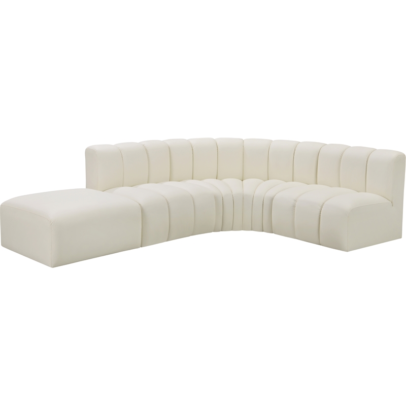 Bowery Hill Contemporary Cream Vegan Leather Modular Sectional